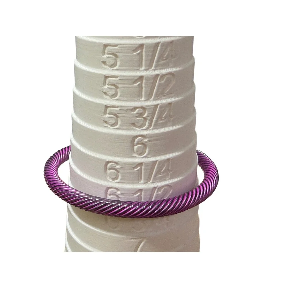 Purple Twisted Cable Cuff Bracelet Gold Tone Studded End Caps Bangle